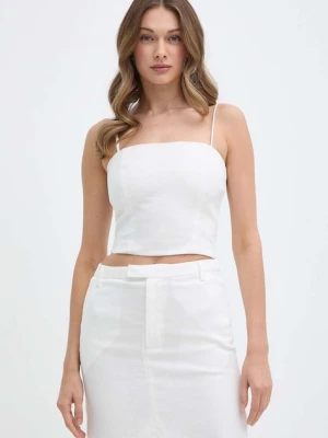 Bardot top lniany SITA biały