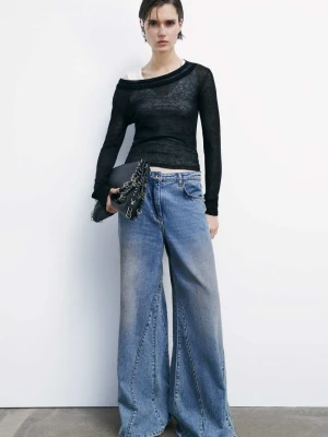 Bardzo cienki wełniany sweter z dekoltem w łódkę PATRIZIA PEPE