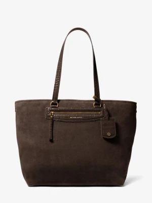 Bardzo duża podróżna torba tote Jet Set z zamszu Michael Kors CZEKOLADOWY (Brązowy)
