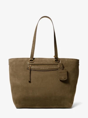 Bardzo duża podróżna torba tote Jet Set z zamszu Michael Kors LODEN (Zielony)