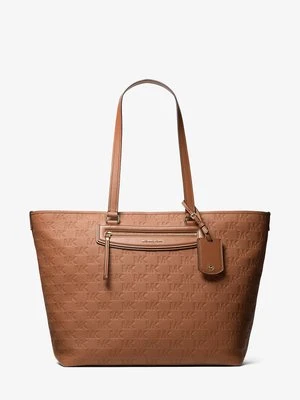 Bardzo duża skórzana podróżna torba tote Jet Set z wytłoczonym logo MICHAEL Michael Kors