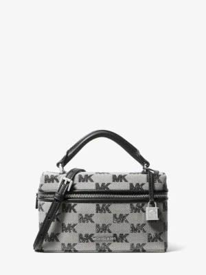 Bardzo mała przepinana torebka Jana do przewieszenia przez ramię z żakardowym logo Michael Kors CZARNY (Czarny)