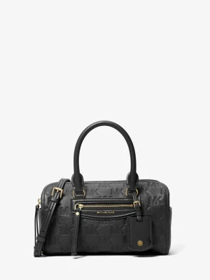 Bardzo mała skórzana podróżna torba Jet Set typu worek do przewieszenia przez ramię z wytłoczonym logo Michael Kors CZARNY (Czarny)