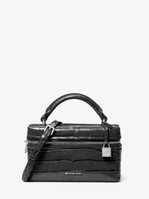 Bardzo mała torba do przewieszenia przez ramię Jana ze skóry z fakturą łuski krokodyla Michael Kors CZARNY (Czarny)