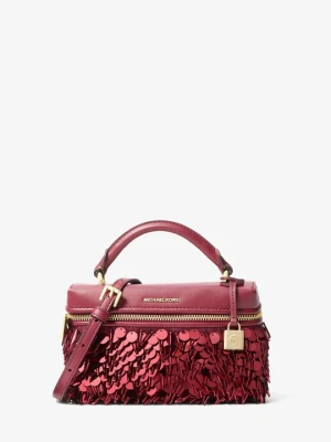 Bardzo mała torebka do przewieszenia przez ramię Jana z ozdobnymi cekinami Michael Kors CIEMNOCZERWONY (Czerwony)
