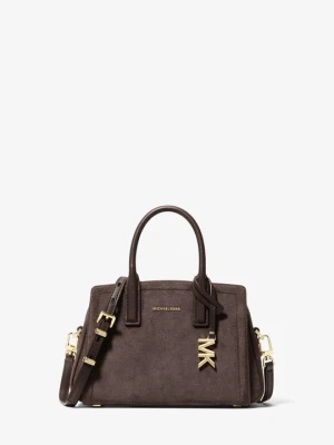Bardzo mała zamszowa torebka do przewieszenia przez ramię Laila z odpinanym paskiem Michael Kors CZEKOLADOWY (Brązowy)