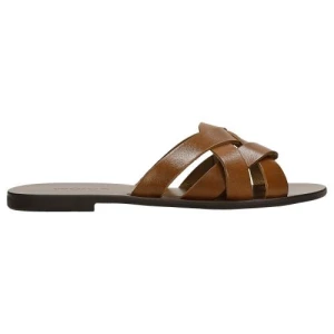 Jasnobrązowe klapki z przeplatanymi paskami 74025-53 Wojas