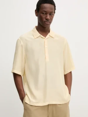 BARENA VENEZIA polo jedwabne Camicia Mola męski kolor żółty gładki CAU5072.4134