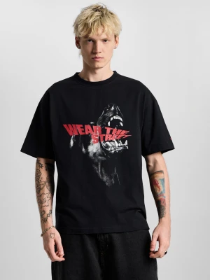 Bark t-shirt oversize bawełniany męski czarny PROSTO.