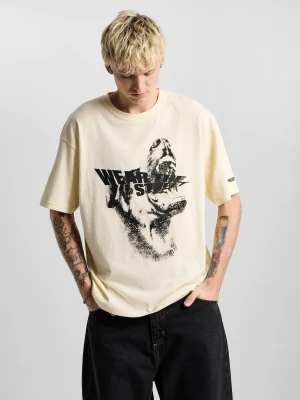 Bark t-shirt oversize bawełniany męski off white PROSTO.