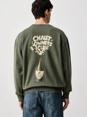 Baron Filou bluza oversize męska bawełniana zielony