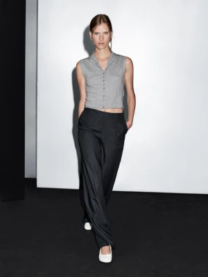 Barrel Fit Denim Trousers - Ciemnoniebieski - - Massimo Dutti - Female