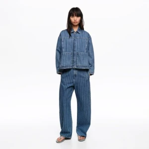 BARREL - Spodnie denim klamra paski niebieskie BIMBA Y LOLA