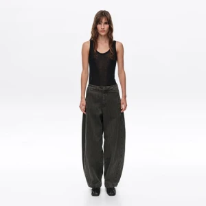 BARREL - Spodnie denim paski brązowe efekt sprania BIMBA Y LOLA