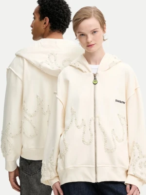 Barrow bluza bawełniana kolor beżowy z kapturem z aplikacją F5BWUAZH080