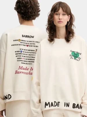 Barrow bluza bawełniana kolor beżowy z nadrukiem S5BWUASW059