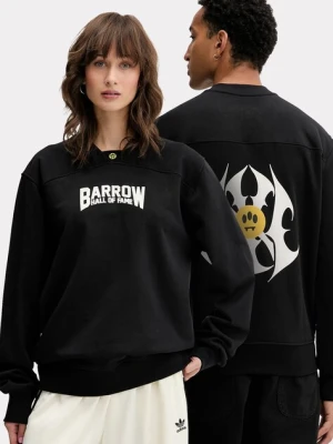 Barrow bluza bawełniana kolor czarny z kapturem z nadrukiem F5BWUASW042