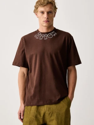 Barrow T-shirt bawełniany brązowy