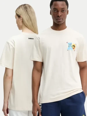 Barrow t-shirt bawełniany kolor beżowy z nadrukiem S5BWUATH058