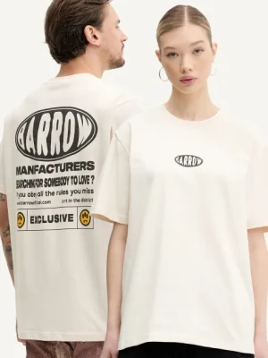 Barrow t-shirt bawełniany kolor beżowy z nadrukiem S5BWUATH066