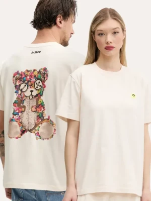 Barrow t-shirt bawełniany kolor beżowy z nadrukiem S5BWUATH152