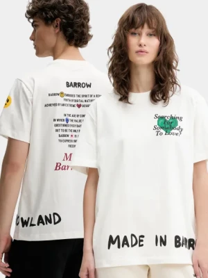 Barrow t-shirt bawełniany kolor biały z nadrukiem S5BWUATH060