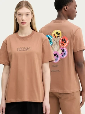 Barrow t-shirt bawełniany kolor brązowy z nadrukiem S5BWUATH053