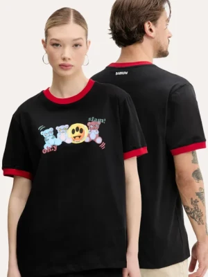 Barrow t-shirt bawełniany kolor czarny z nadrukiem S5BWUATH051