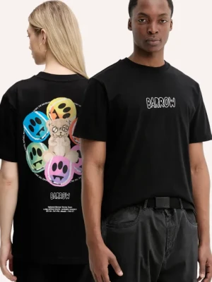 Barrow t-shirt bawełniany kolor czarny z nadrukiem S5BWUATH053