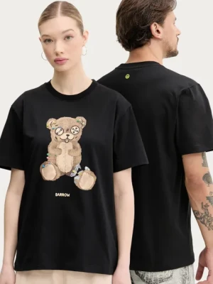 Barrow t-shirt bawełniany kolor czarny z nadrukiem S5BWUATH154
