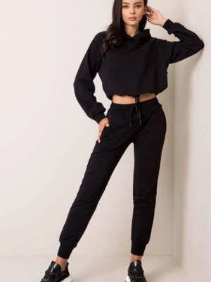 BASIC Komplet dresowy damski - bluza z kapturem+ spodnie - czarny BASIC FEEL GOOD