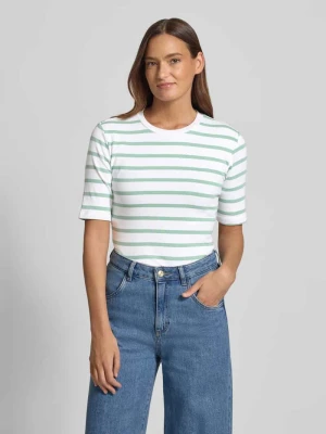 Basic T-Shirt w paski z dekoltem O-neck Christian Berg Woman