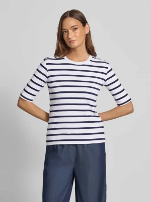 Basic T-Shirt w paski z dekoltem O-neck Christian Berg Woman