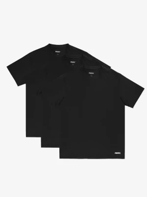 Basic t-shirty regular bawełniane męskie 3-pack czarne Prosto