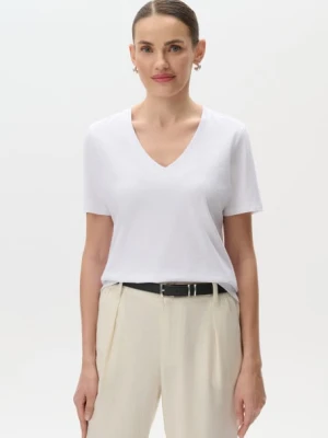 Zdjęcie produktu Basicowy biały top z dekoltem w serek Greenpoint