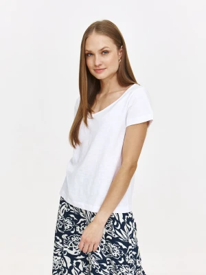 Basicowy biały top z dekoltem w serek Top Secret