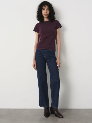 Basicowy t-shirt w ciemnofioletowym kolorze Greenpoint