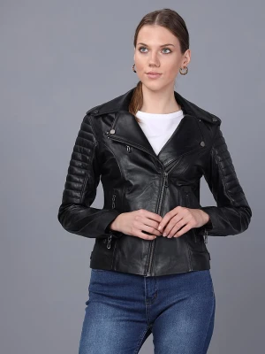 Basics & More Skórzana kurtka w kolorze czarnym rozmiar: L