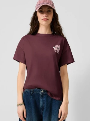 Baumwollshirt mit Rücken- und Frontprint QS czerwony
