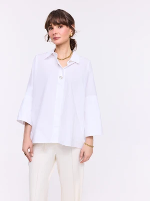 Bawełniana biała koszula o kroju oversize TARANKO