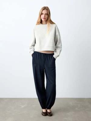 Bawełniana bluza crop jasnoszary - Teen - - MANGO TEEN