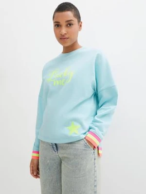 Zdjęcie produktu Bawełniana bluza oversize z kolorowym ściągaczem i mankietami BonPrix