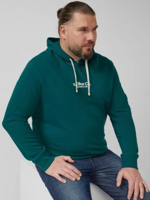 Bawełniana bluza z kapturem z nadrukiem logo s.Oliver zielony