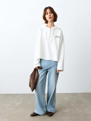 Bawełniana bluza z napisem złamana biel - Teen - - MANGO TEEN