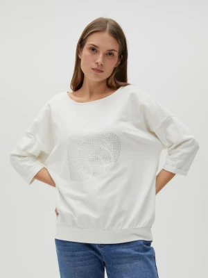 Bawełniana bluza z rękawami 3/4 biała Moodo