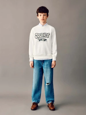 Zdjęcie produktu Bawełniana bluza ze wzorem złamana biel - Dzieci - lata - MANGO KIDS