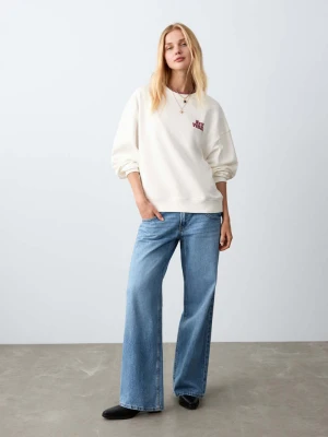 Bawełniana bluza ze wzorem złamana biel - Teen - - MANGO TEEN