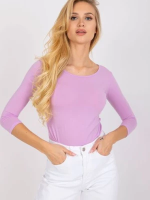 Bawełniana bluzka damska z długim rękawem - jasny fioletowy BASIC FEEL GOOD