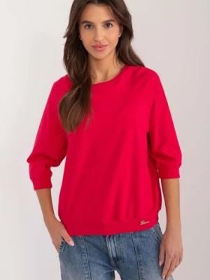 Bawełniana bluzka damska z rękawem 3/4- czerwona RELEVANCE