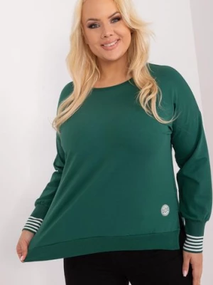 Bawełniana Bluzka Plus Size ciemno zielona RELEVANCE